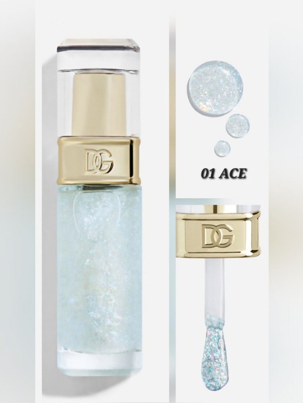 Dolce & Gabbana 01 Ace Nail Polish Glitter Top Coat Clear With Iridescent Sparkl